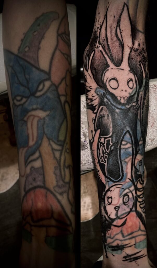 Estudio de tatuajes de cobertura Blastover Innsbruck Antes y después